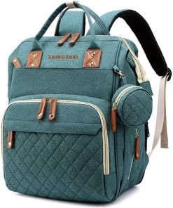 Luiertas Rugzak Groen - Met Kinderwagenhaken - Inhoud 18,1 Liter - Incl. USB Doorvoer - Baby Verzorgingstas