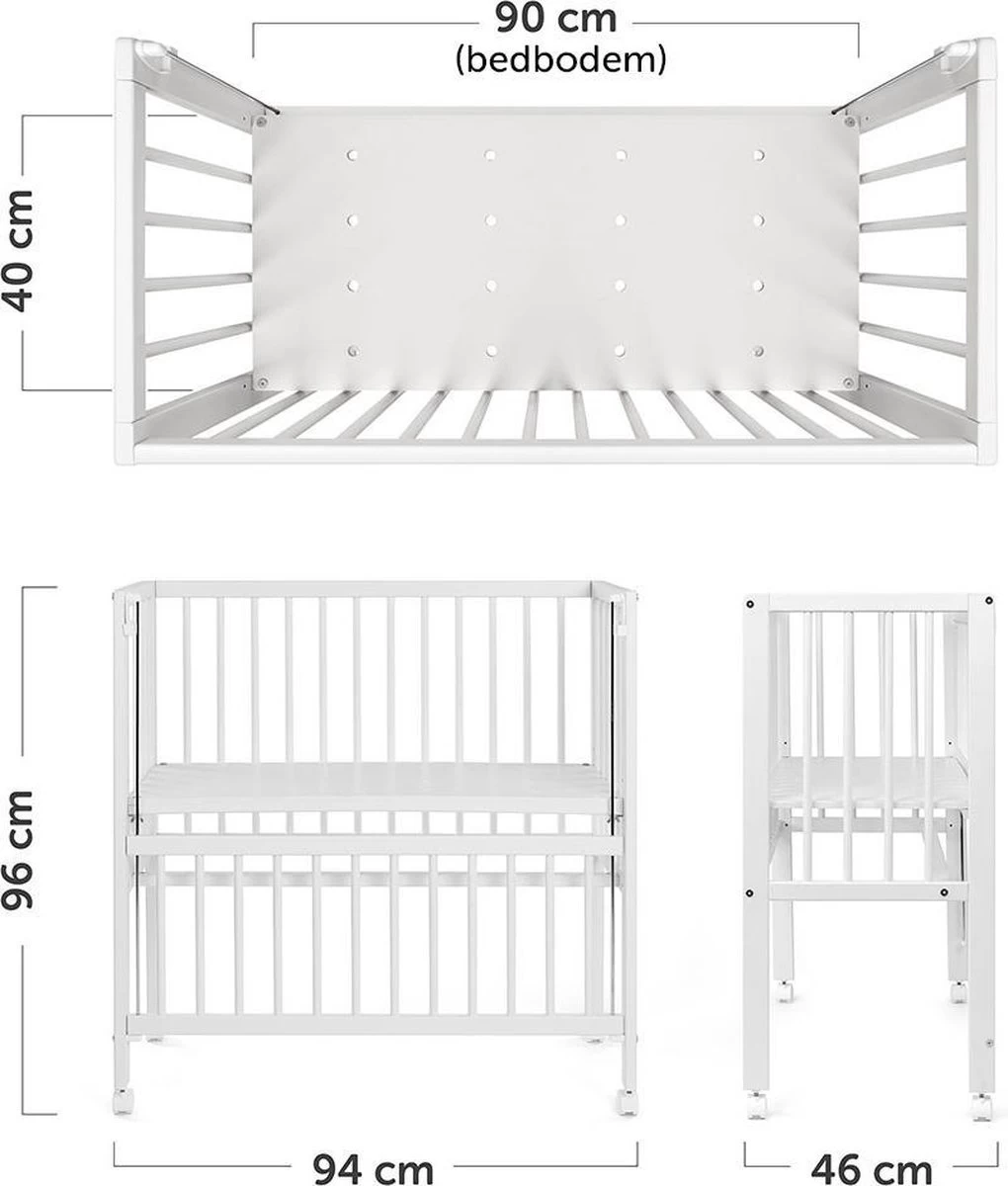 Fillikid Vario Co-Sleeper En Wieg 90 X 40 Cm - Massief Hout - Wit 3 Fillikid Vario Co-Sleeper En Wieg 90 X 40 Cm - Massief Hout - Wit - Afbeelding 3