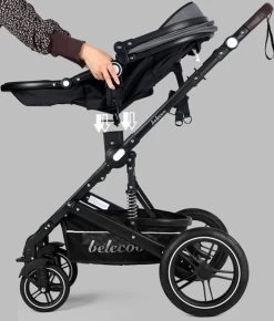 Belecoo - Luxe Kinderwagen - 3-in-1 Buggy - Opklapbare Wandelwagen - Autostoel - Wieg - Multifunctioneel - Zwart -Babyproducten Uitverkoop 1021x1200 5