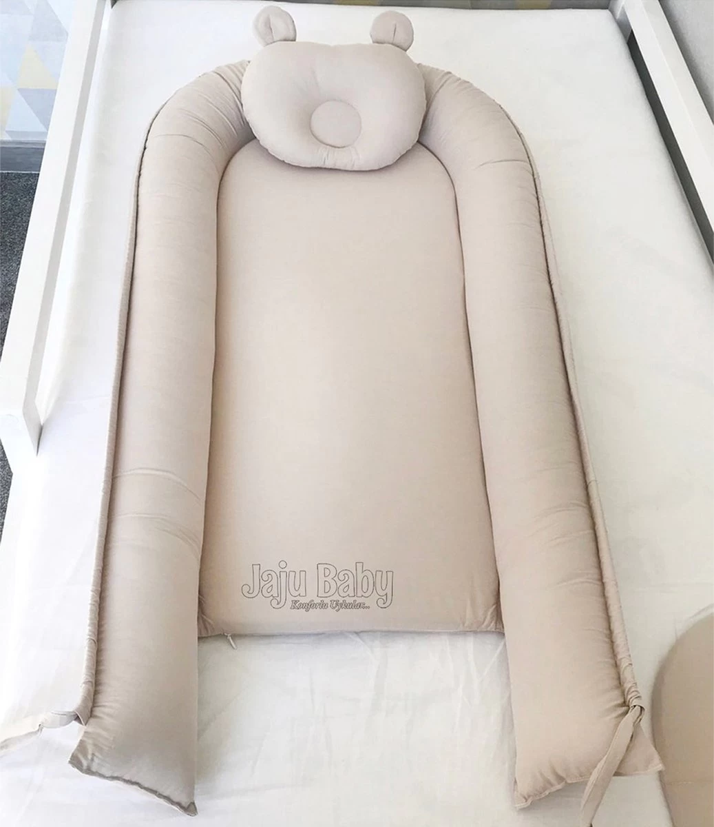 Jaju Baby - Babynestje En Hoofdkussen - Organische Katoen - Antibacterieel Babynestje - Anti-Allergisch Babynestje - Lichtbruin - 74 X 40 Cm 3 Jaju Baby - Babynestje En Hoofdkussen - Organische Katoen - Antibacterieel Babynestje - Anti-Allergisch Babynestje - Lichtbruin - 74 X 40 Cm - Afbeelding 3