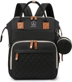 Humpy Dumpy Stijlvolle Luiertas Rugzak (Zwart) Met Uitschuifbaar Verschoon/ Slaap Bedje. Incl. Verschoon Matje, USB Poort & Buggy Straps -Babyproducten Uitverkoop 1052x1200