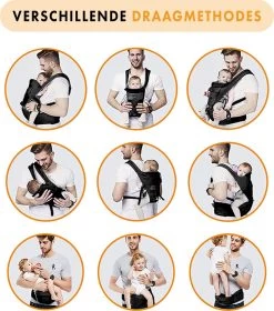 Deryan Pack Luxe Ergonomische Draagzak - Babydrager + Opbergvakjes - Zwart -Babyproducten Uitverkoop 1057x1200 2