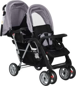 VidaXL Kinderwagen Dubbel Staal Grijs En Zwart 14 VidaXL Kinderwagen Dubbel Staal Grijs En Zwart -Babyproducten Uitverkoop 1065x1200 6