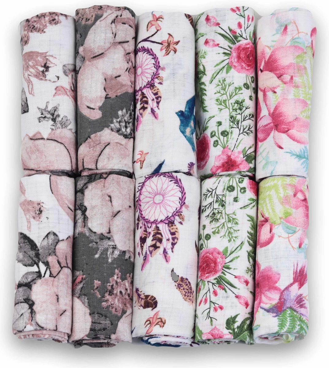 Hydrofiele Doeken - Hydrofiele Luiers - 70 X 80 Cm - 10 Pack - Roze- Bloemen - Meisje - Standard 100 By Oeko-tex® - Fensilo 1 Hydrofiele Doeken - Hydrofiele Luiers - 70 X 80 Cm - 10 Pack - Roze- Bloemen - Meisje - Standard 100 By Oeko-tex® - Fensilo