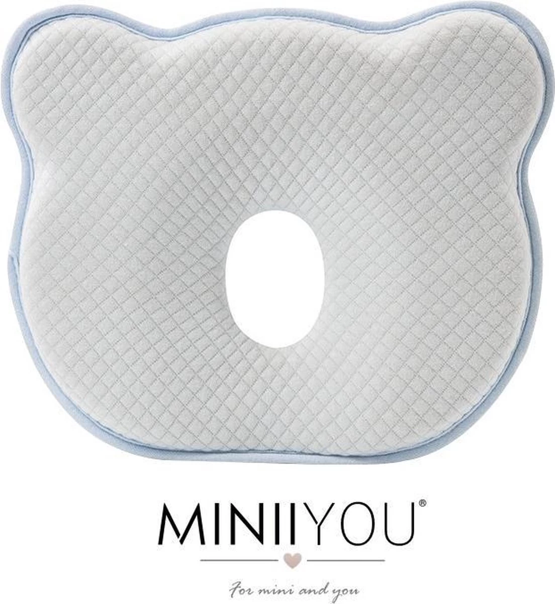 MINIIYOU® Orthopedisch Baby Hoofdkussen - Blauw - Plat Hoofd - Katoen - Traagschuim Vulling 1 MINIIYOU® Orthopedisch Baby Hoofdkussen - Blauw - Plat Hoofd - Katoen - Traagschuim Vulling