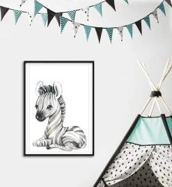 Merkloos Poster Set | 4 Stuks | Dieren | Kinderkamer | Junglethema | A4-formaat | Olifant, Zebra, Leeuw & Giraffe -Babyproducten Uitverkoop 1106x1200 2