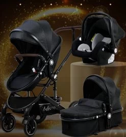Belecoo - Luxe Kinderwagen - 3-in-1 Buggy - Opklapbare Wandelwagen - Autostoel - Wieg - Multifunctioneel - Zwart -Babyproducten Uitverkoop 1107x1200 3