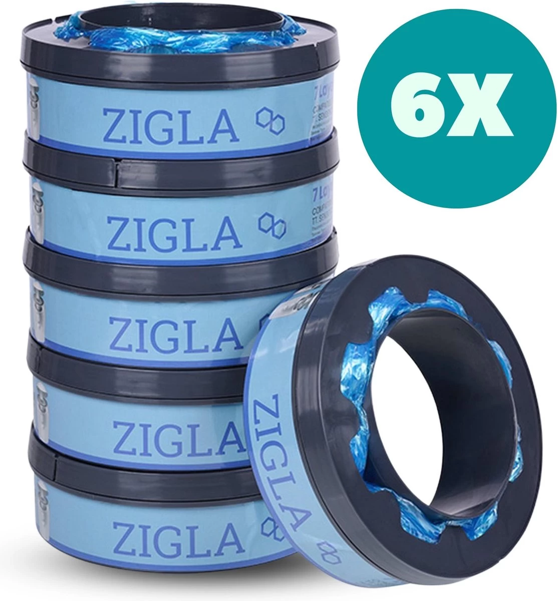 Zigla – 6x Luieremmer Navulling – Navulcassette - Geschikt Voor Tommee Tippee Sangenic Tec 1 Zigla – 6x Luieremmer Navulling – Navulcassette - Geschikt Voor Tommee Tippee Sangenic Tec
