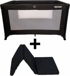 Cabino Campingbedje / Reisbed Set Inclusief Comfortabel Matras 60x120cm Zwart