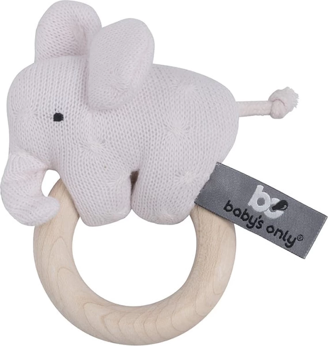 Baby's Only Houten Baby Rammelaar Olifant Gebreid - Classic Roze - Baby Cadeau 1 Baby's Only Houten Baby Rammelaar Olifant Gebreid - Classic Roze - Baby Cadeau