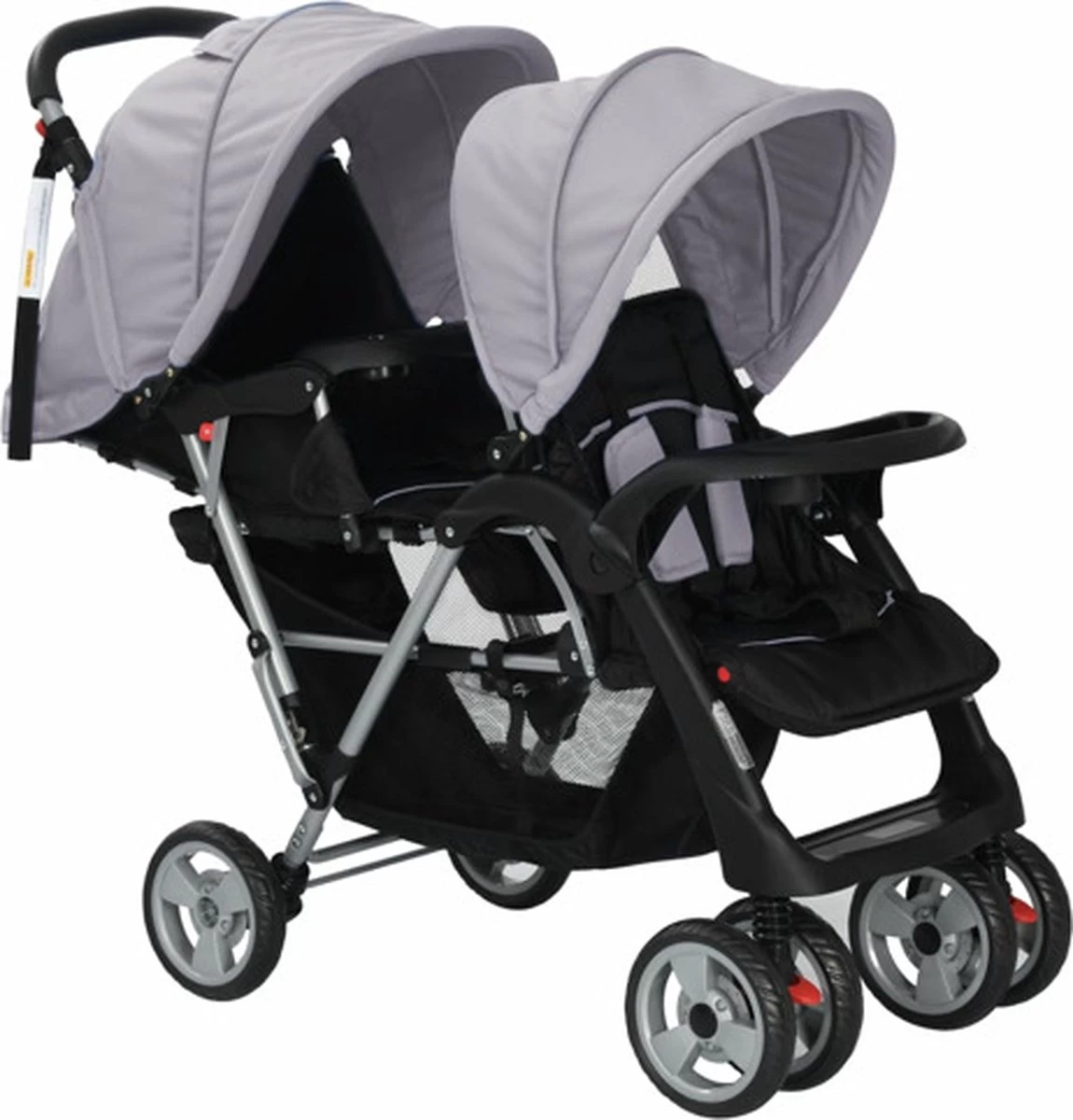 VidaXL Kinderwagen Dubbel Staal Grijs En Zwart 10 VidaXL Kinderwagen Dubbel Staal Grijs En Zwart - Afbeelding 10