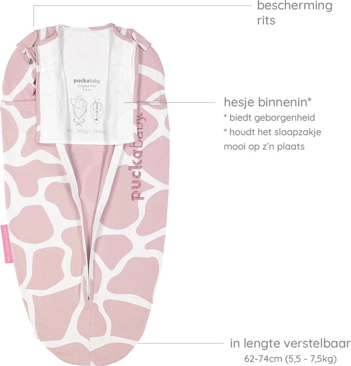 Puckababy Inbakerslaapzak Original Mini 3-6 Maanden - Giraph Candy 3 Puckababy Inbakerslaapzak Original Mini 3-6 Maanden - Giraph Candy - Afbeelding 3