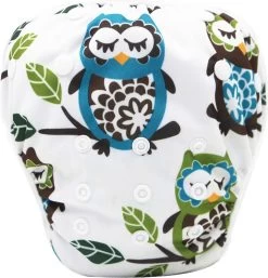 RAMBUX® - Zwemluier - Slapende Uil - Wasbaar & Verstelbaar - Zwembroek Voor Zwembad - Zwemshort Baby & Peuter - 3-15 KG - 0-3 Jaar