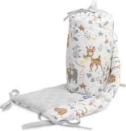 Sensillo Baby Bedbumper - Bedomrander - Anti Stootrand Ledikant - Bed Zijbeschermers - 180x30cm - Grijs Bosdiertjes -Babyproducten Uitverkoop 1159x1200 6