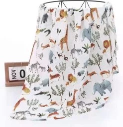 Hydrofiele Doek XL - Baby Inbakerdoek - 120x120 Cm - Safari Dieren -Babyproducten Uitverkoop 1166x1200 10