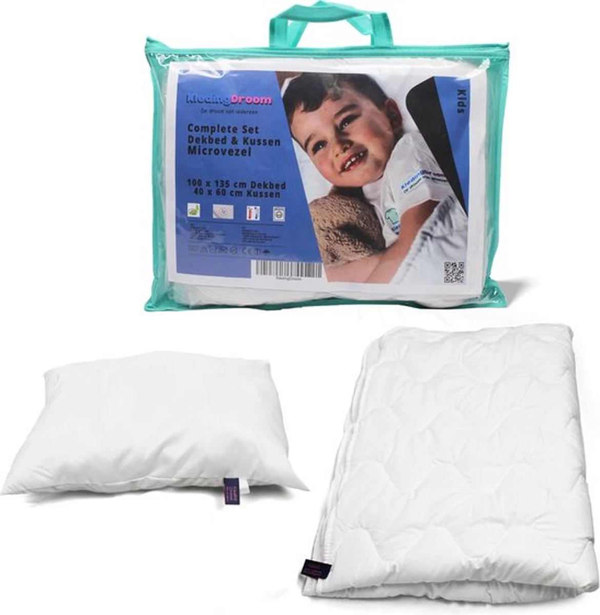 Kinderdekbed 2 In 1 KledingDroom® - 135x100 Cm Dekbed + 40x60 Kussen - Anti-allergisch Wasbaar 1 Kinderdekbed 2 In 1 KledingDroom® - 135x100 Cm Dekbed + 40x60 Kussen - Anti-allergisch Wasbaar