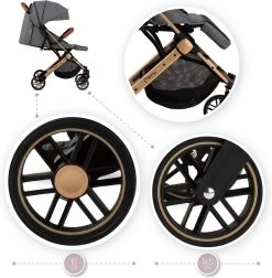 MoMi Wandelwagen - Compacte Lichtgewicht Buggy - Estelle - Gray-Gold (geschikt Van 6mnd - 15kg) -Babyproducten Uitverkoop 1178x1200 5