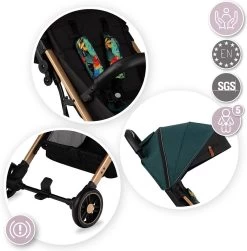 MoMi Wandelwagen - Compacte Lichtgewicht Buggy - Estelle - Green-Gold (geschikt Van 6mnd - 15kg) -Babyproducten Uitverkoop 1183x1200 6