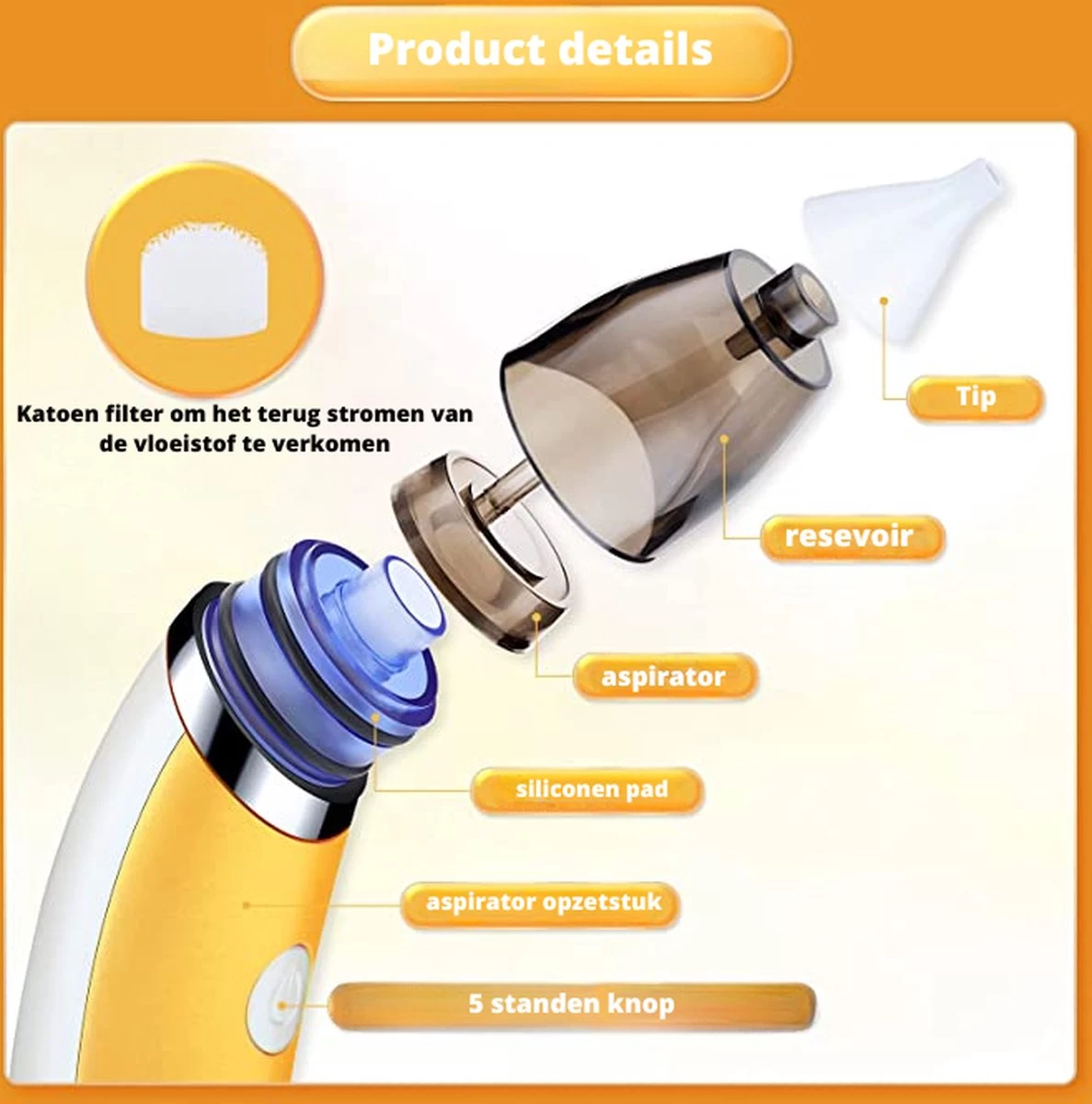 Premium Elektrische Oplaadbare Neus Reiniger Voor Baby En Kinderen - Inclusief Oplader, Handleiding En Batterijen - Hygiënische Neusreiniger - Baby Aspirator - Neuszuiger - Baby Neuspompje - Toetenveger - Baby Neusreiniger - Geel - Neusspoeler 5 Premium Elektrische Oplaadbare Neus Reiniger Voor Baby En Kinderen - Inclusief Oplader, Handleiding En Batterijen - Hygiënische Neusreiniger - Baby Aspirator - Neuszuiger - Baby Neuspompje - Toetenveger - Baby Neusreiniger - Geel - Neusspoeler - Afbeelding 5