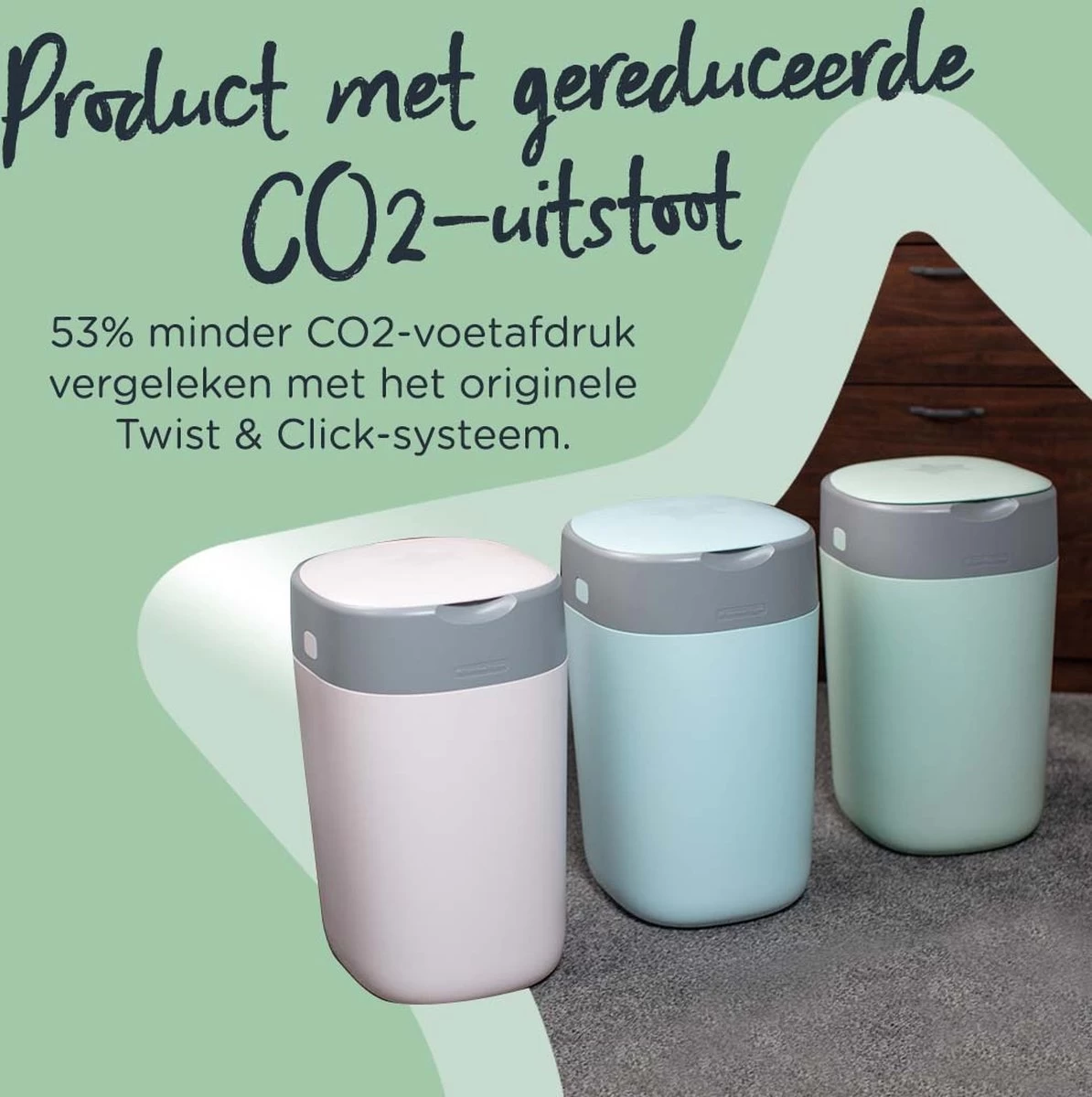 Tommee Tippee Milieuvriendelijke Twist & Click Luieremmer - Met 1 Navulcassette - Groen 8 Tommee Tippee Milieuvriendelijke Twist & Click Luieremmer - Met 1 Navulcassette - Groen - Afbeelding 8
