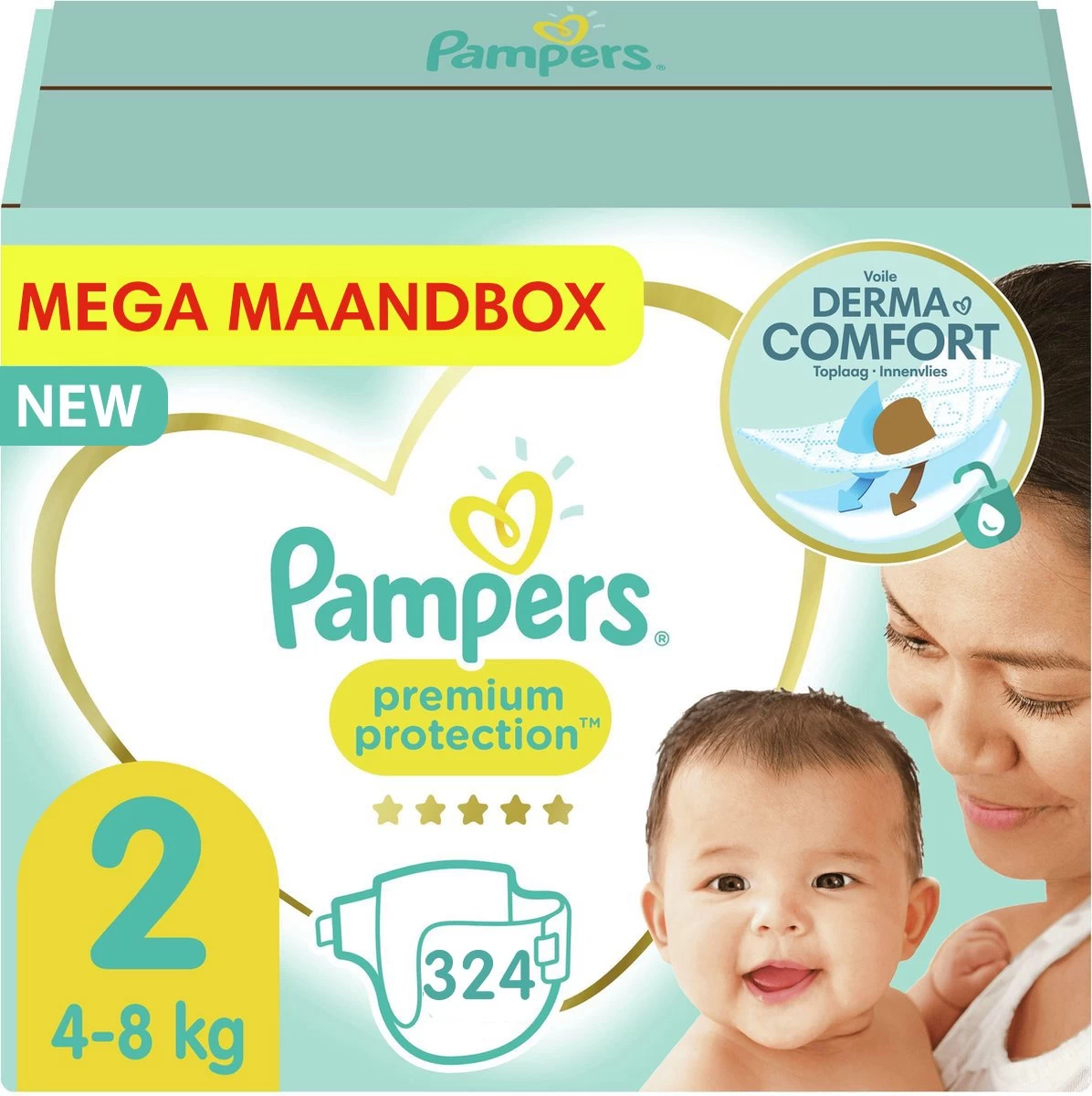 Pampers® Pampers - Premium Protection - Maat 2 - Mega Maandbox - 324 Luiers 1 Pampers® Pampers - Premium Protection - Maat 2 - Mega Maandbox - 324 Luiers