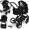KIDUKU- 3 In 1 Combi-kinderwagen- Zwart- Buggy Incl. Autostoeltje-regenhoes- Inklapbaar