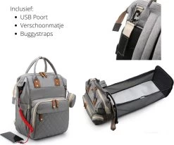 Humpy Dumpy Stijlvolle Luiertas Rugzak (Zwart) Met Uitschuifbaar Verschoon/ Slaap Bedje. Incl. Verschoon Matje, USB Poort & Buggy Straps -Babyproducten Uitverkoop 1200x1001 1
