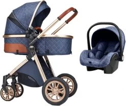Merkloos Kinderwagen 3-in-1 – Luxe Kinderwagen - Buggy – Wandelwagen - Multifunctioneel – Opklapbaar – Incl Autostoel – Blauw -Babyproducten Uitverkoop 1200x1011 2
