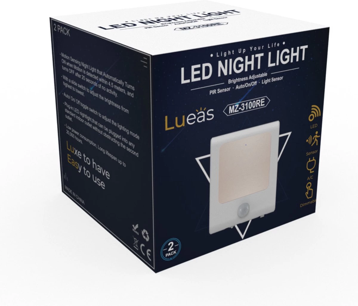 Merkloos 2 X Stopcontact Lampje Met Bewegingssensor – Plugin Ledlamp – Nachtlampje - Warm Licht – Dimbaar 8 Merkloos 2 X Stopcontact Lampje Met Bewegingssensor – Plugin Ledlamp – Nachtlampje - Warm Licht – Dimbaar - Afbeelding 8