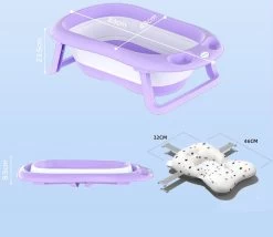 Baby Badje Opvouwbaar - 3 In 1 Opvouwbaar - Opbergmand - Inclusief Badkussen - Babybadje - Peuterbadje 83 × 48 × 23,5 Cm - Purper -Babyproducten Uitverkoop 1200x1042 7