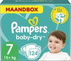 Pampers® Pampers Baby-Dry Luiers - Maat 7 (+15 Kg) - 124 Stuks - Maandbox