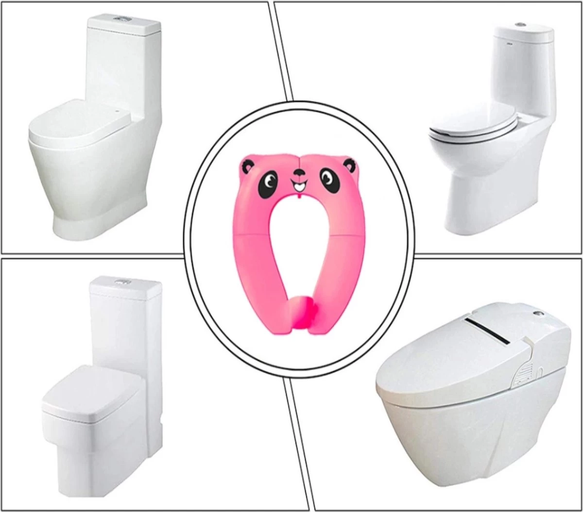Merkloos WC Verkleiner Roze Panda Ontwerp - Toilettrainer - Opvouwbare Toilet Zitje - Toiletbril Verkleiner - Kinder WC Bril 4 Merkloos WC Verkleiner Roze Panda Ontwerp - Toilettrainer - Opvouwbare Toilet Zitje - Toiletbril Verkleiner - Kinder WC Bril - Afbeelding 4