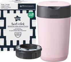 Tommee Tippee Milieuvriendelijke Twist & Click Luieremmer - Met 1 Navulcassette - Roze -Babyproducten Uitverkoop 1200x1056 2