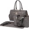 Miss Lulu Luier- En Verzorgingstas – Luiertas Set – Afneembare Draagtas - Duurzaam En Stijlvol – Grijs - Premium Kwaliteit - Grote Capaciteit - Unisex/Jongens/Meisjes (LT6638 GY)