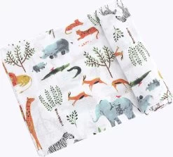 Hydrofiele Doek XL - Baby Inbakerdoek - 120x120 Cm - Safari Dieren -Babyproducten Uitverkoop 1200x1082 7