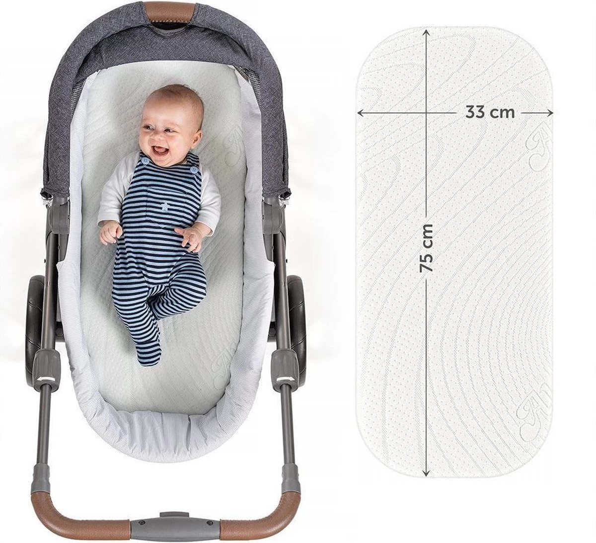 Alvi Kinderwagen Matras 75 X 33 X 5cm - Ademend - Hypoallergeen 2 Alvi Kinderwagen Matras 75 X 33 X 5cm - Ademend - Hypoallergeen - Afbeelding 2