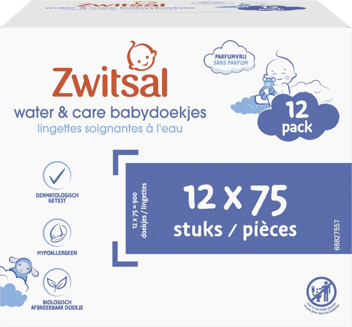Zwitsal Water & Care Billendoekjes Parfumvrij - 900 Doekjes - Voordeelverpakking 3 Zwitsal Water & Care Billendoekjes Parfumvrij - 900 Doekjes - Voordeelverpakking - Afbeelding 3