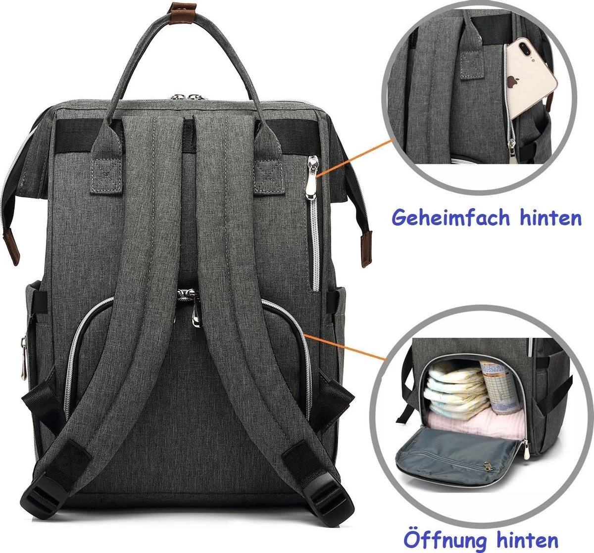 Luiertas (rugzak) Zwart 8 Luiertas (rugzak) Zwart - Afbeelding 8