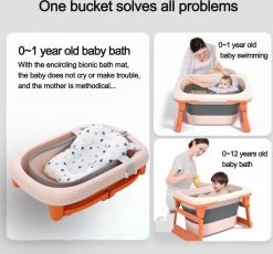 K IKIDO Babybadje - Bad Baby - Opvouwbare Babybadje - Babybadkuip - Met Steunkussen & Badkruk - Opvouwbaar Bad Kinderen - Bath Bucket - Oranje -Babyproducten Uitverkoop 1200x1119 9