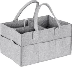 Relaxdays Luiertas Baby - Verzorgingstas Vilt - Organizer Luiers - Uitneembare Schotjes - Lichtgrijs -Babyproducten Uitverkoop 1200x1123 3