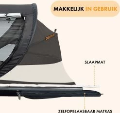 Deryan Peuter Luxe Campingbedje – Inclusief Zelfopblaasbare Matras - Zwart -Babyproducten Uitverkoop 1200x1132 1