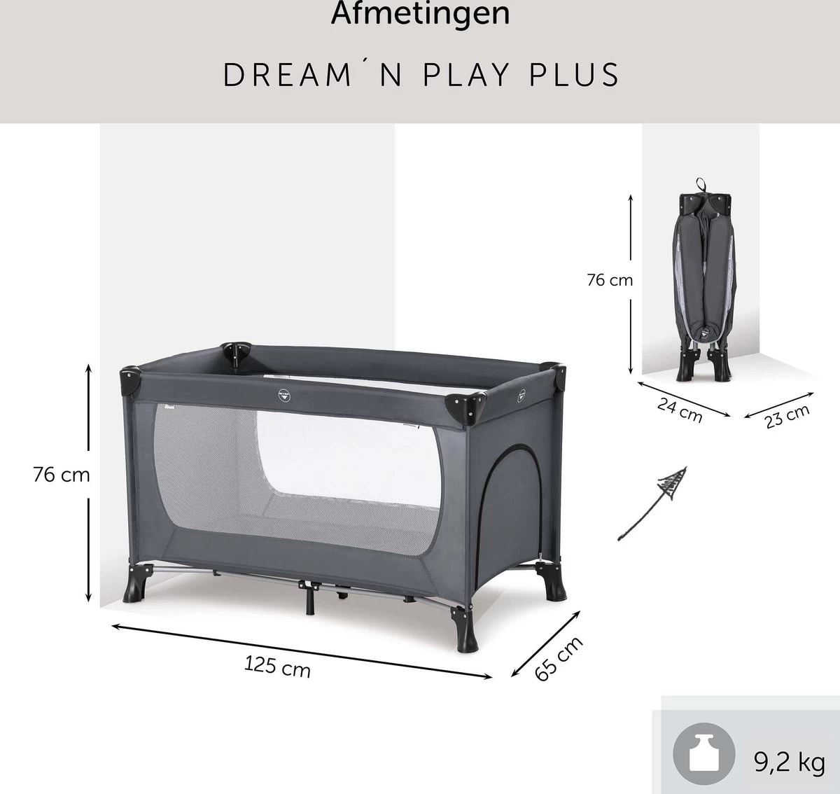 Hauck Dream N Play Plus Campingbedje Set - Met Matras En Muggennet - Grijs 7 Hauck Dream N Play Plus Campingbedje Set - Met Matras En Muggennet - Grijs - Afbeelding 7