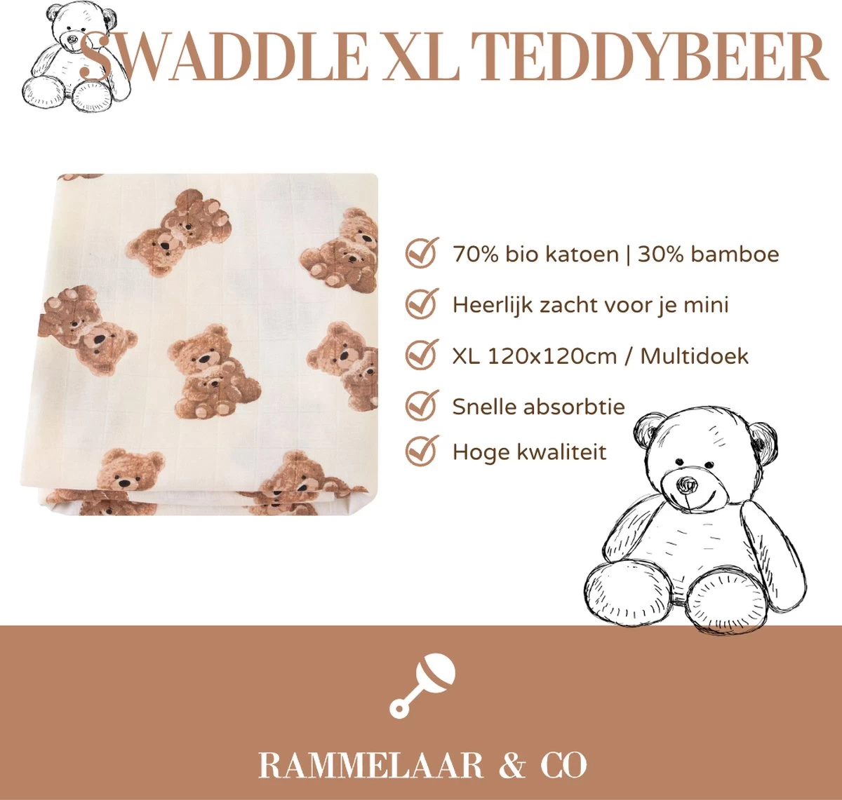 Hydrofiele Doek - Hydrofiele Doek XL - Teddybeer - 120x120cm - Hydrofiel - Swaddle - Multidoek - Superzacht - Hydrofiele Luier -XL - Bamboe - Hydrofiele Doek Teddybeer - Omslagdoek - Emmailloter - Kraamcadeau 4 Hydrofiele Doek - Hydrofiele Doek XL - Teddybeer - 120x120cm - Hydrofiel - Swaddle - Multidoek - Superzacht - Hydrofiele Luier -XL - Bamboe - Hydrofiele Doek Teddybeer - Omslagdoek - Emmailloter - Kraamcadeau - Afbeelding 4