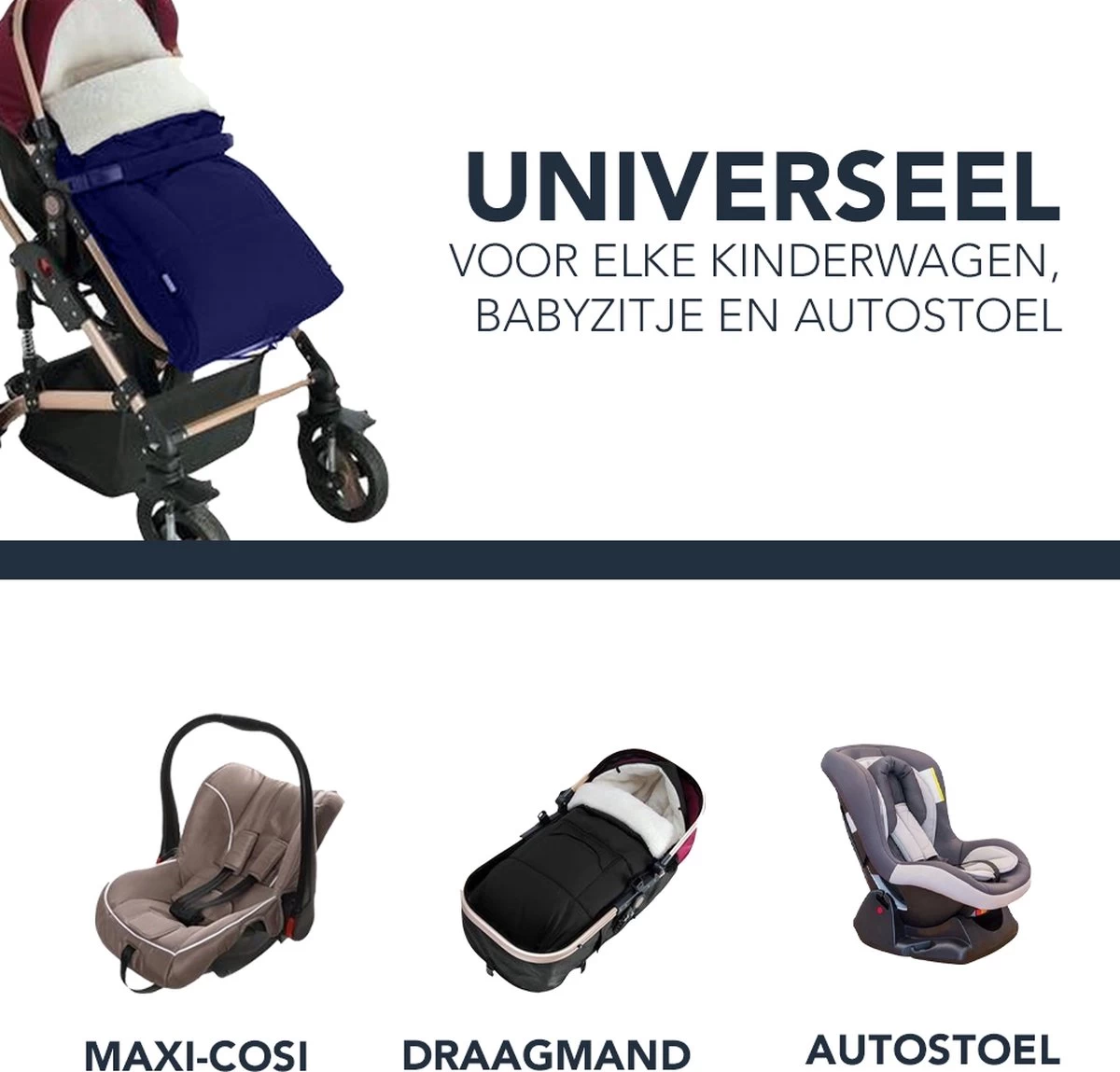 Achaté Voetenzak - Voor Kinderwagen Of Stoeltje – Baby Slaapzak - Autostoel - Donkerblauw 10 Achaté Voetenzak - Voor Kinderwagen Of Stoeltje – Baby Slaapzak - Autostoel - Donkerblauw - Afbeelding 10