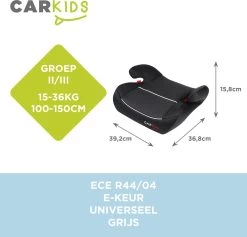 Carkids Auto Zitverhoger Grijs | Autostoeltje Groep 2-3 | Kinderen Van 3,5-12 Jaar | 15-36 Kg -Babyproducten Uitverkoop 1200x1150 11