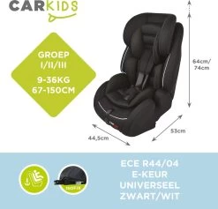 Carkids Verstelbaar Kinderautostoeltje Zwart En Wit | Kinderautostoel Groep 1-2-3 Met Isofix En Top Tether Connector | Kinderen Van 9 Maanden -12 Jaar | 9-36 Kg -Babyproducten Uitverkoop 1200x1150 6