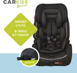 Carkids Verstelbaar Kinderautostoeltje Zwart En Wit | Kinderautostoel Groep 1-2-3 Met Isofix En Top Tether Connector | Kinderen Van 9 Maanden -12 Jaar | 9-36 Kg -Babyproducten Uitverkoop 1200x1150 8