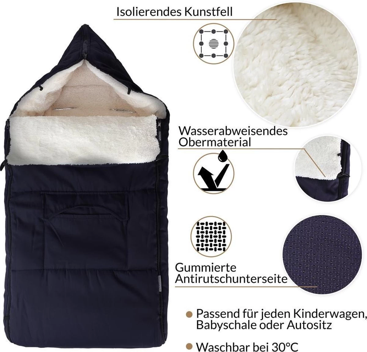 Monzana Voetenzak - Voor Kinderwagen Of Stoeltje - 93x56cm Donkerblauw 5 Monzana Voetenzak - Voor Kinderwagen Of Stoeltje - 93x56cm Donkerblauw - Afbeelding 5