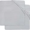 Jollein Baby Hoeslaken Wieg Jersey 40/50x80/90cm - Soft Grey - 2 Stuks