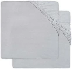 Jollein Baby Hoeslaken Wieg Jersey 40/50x80/90cm - Soft Grey - 2 Stuks